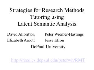 Strategies for Research Methods Tutoring using Latent Semantic Analysis