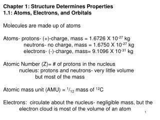 Chapter 1: Structure Determines Properties 1.1: Atoms, Electrons, and Orbitals