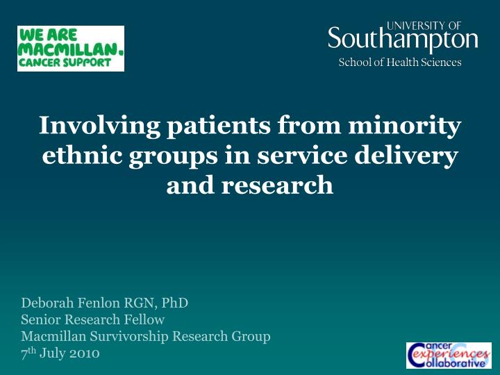 involving patients from minority ethnic groups in service delivery and research