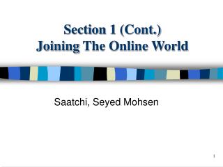 Section 1 (Cont.) Joining The Online World