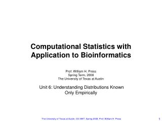 computational statistics with application to bioinformatics