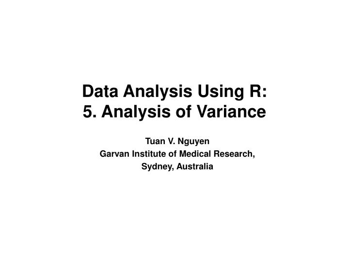 data analysis using r 5 analysis of variance