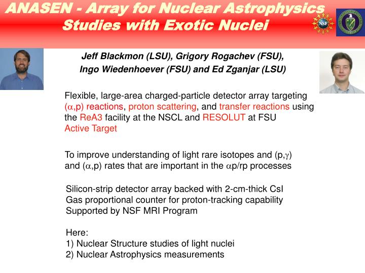 anasen array for nuclear astrophysics studies with exotic nuclei
