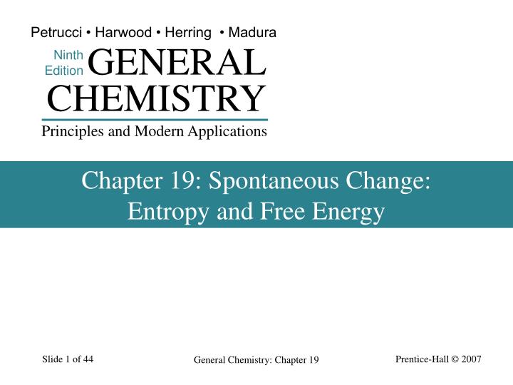 chapter 19 spontaneous change entropy and free energy