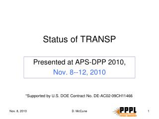 Status of TRANSP