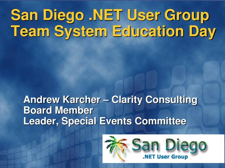 san diego net user group team system education day