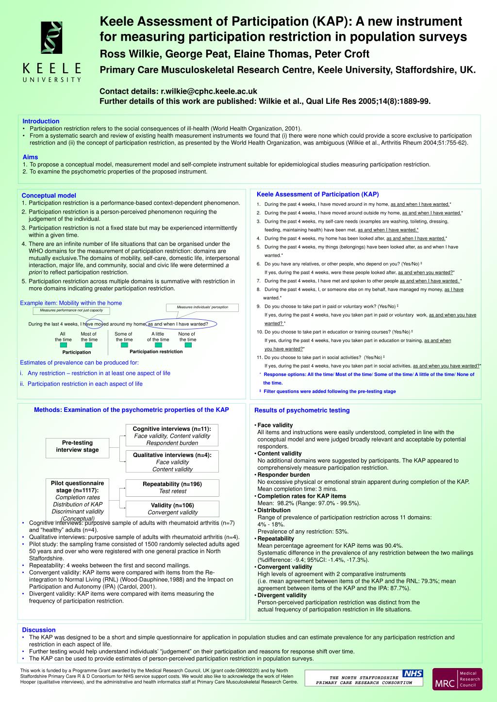 PPT - Keele Assessment of Participation (KAP): A New Instrument for ...