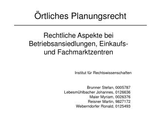 rtliches planungsrecht