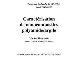 caract risation de nanocomposites polyamide argile