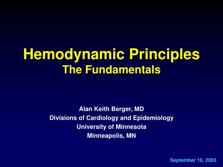 hemodynamic principles the fundamentals