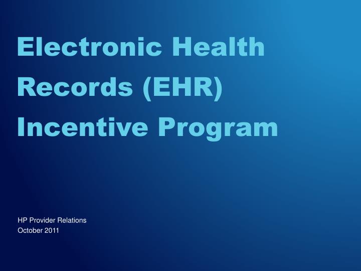 electronic health records ehr incentive program