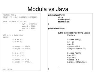 Modula vs Java