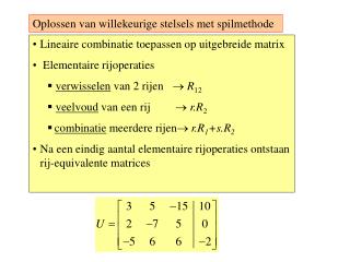 Oplossen van willekeurige stelsels met spilmethode