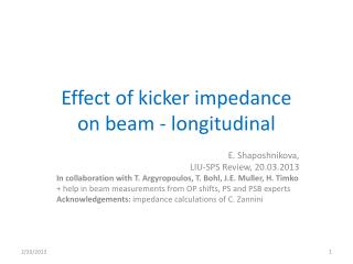 Effect of kicker impedance on beam - longitudinal