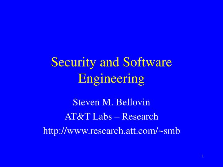 security and software engineering