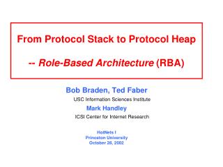 From Protocol Stack to Protocol Heap -- Role-Based Architecture (RBA)