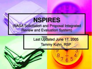 NSPIRES (NASA Solicitation and Proposal Integrated Review and Evaluation System)