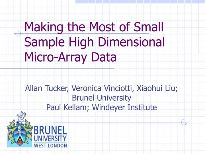 making the most of small sample high dimensional micro array data
