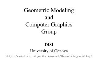 Geometric Modeling and Computer Graphics Group