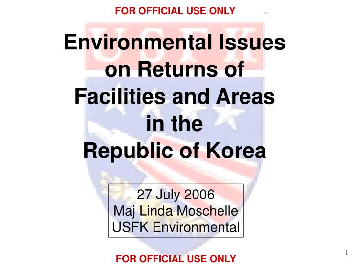 environmental issues on returns of facilities and areas in the republic of korea