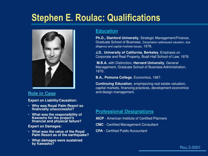 stephen e roulac qualifications