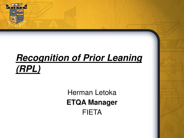 recognition of prior leaning rpl