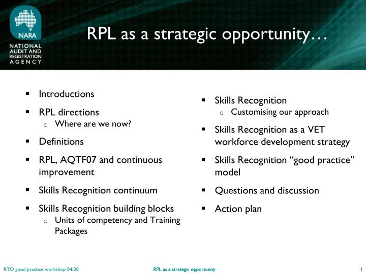 rpl as a strategic opportunity