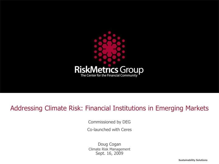 addressing climate risk financial institutions in emerging markets