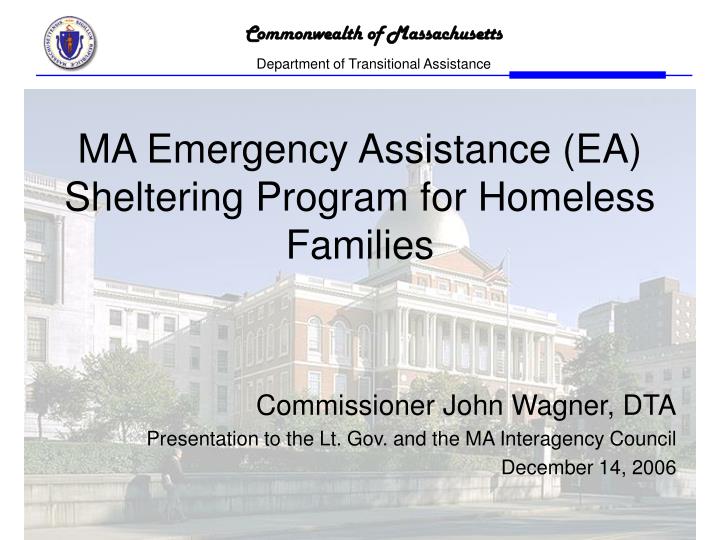 ma emergency assistance ea sheltering program for homeless families