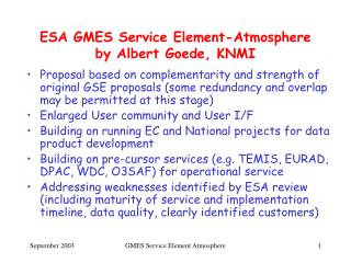 ESA GMES Service Element- Atmosphere by Albert Goede, KNMI