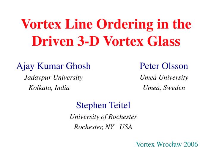 vortex line ordering in the driven 3 d vortex glass
