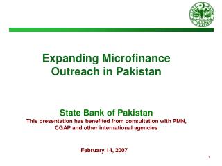 Expanding Microfinance Outreach in Pakistan State Bank of Pakistan