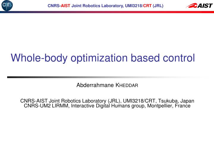 whole body optimization based control