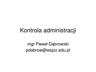 kontrola administracji