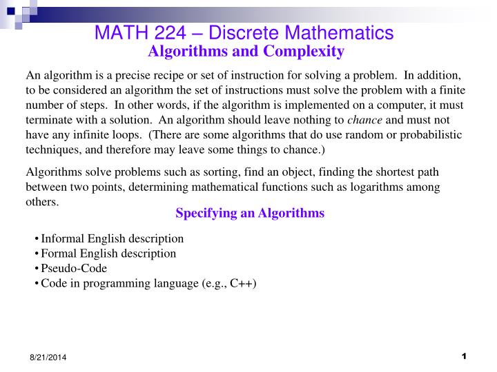 math 224 discrete mathematics