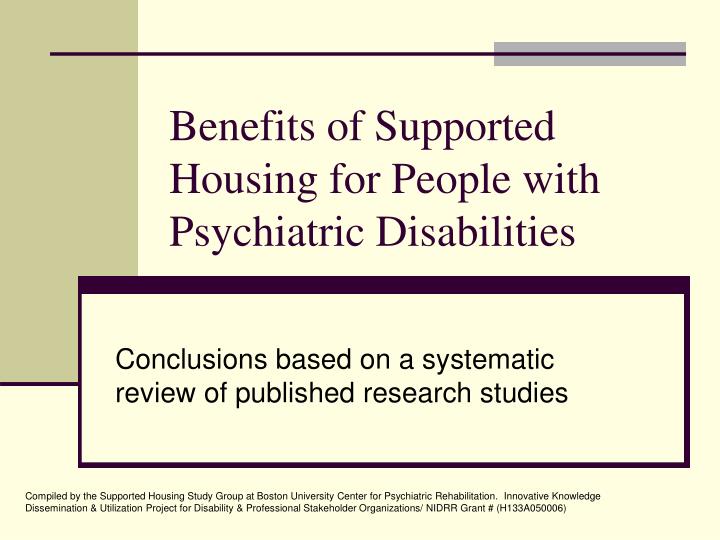 benefits of supported housing for people with psychiatric disabilities