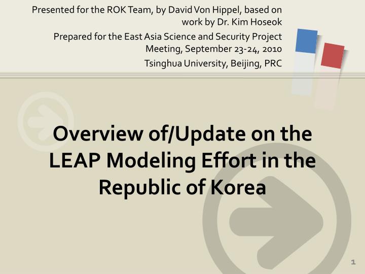 overview of update on the leap modeling effort in the republic of korea