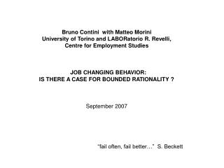 Bruno Contini with Matteo Morini University of Torino and LABORatorio R. Revelli,