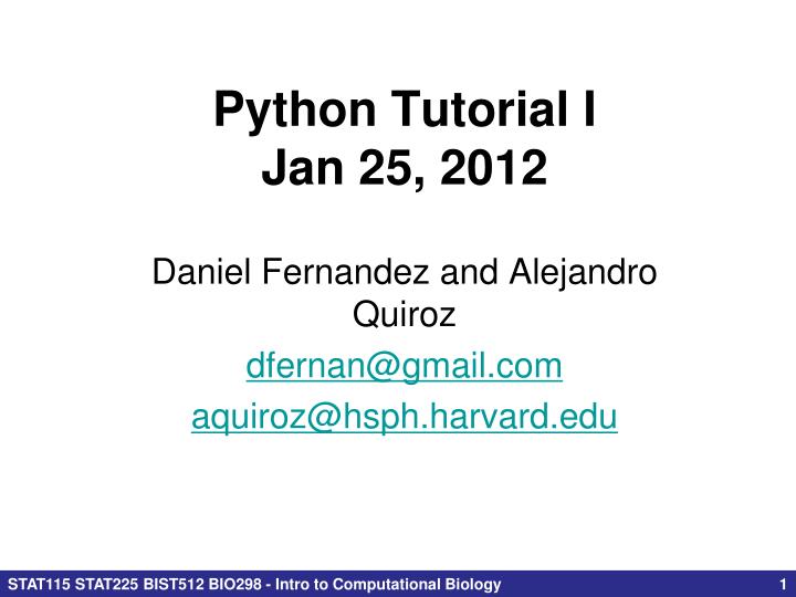 python tutorial i jan 25 2012