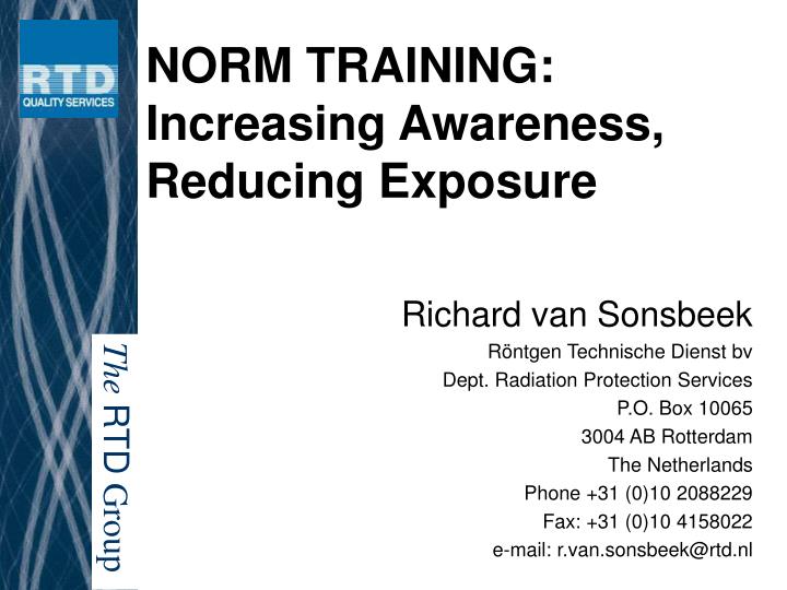 norm training increasing awareness reducing exposure