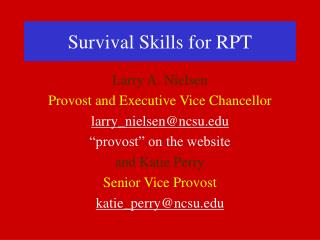 Survival Skills for RPT