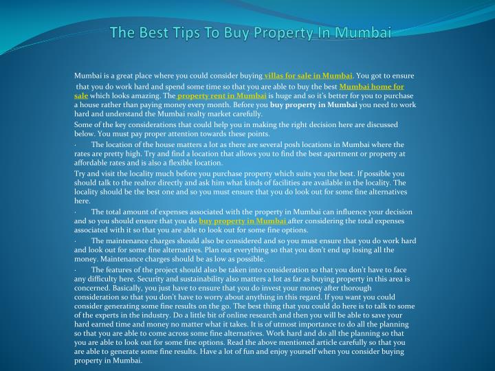 the best tips to buy property in mumbai