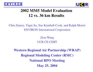 2002 MM5 Model Evaluation 12 vs. 36 km Results