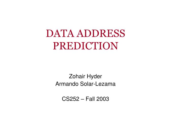 data address prediction