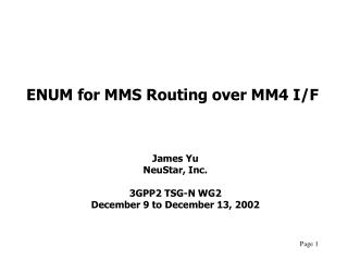 ENUM for MMS Routing over MM4 I/F