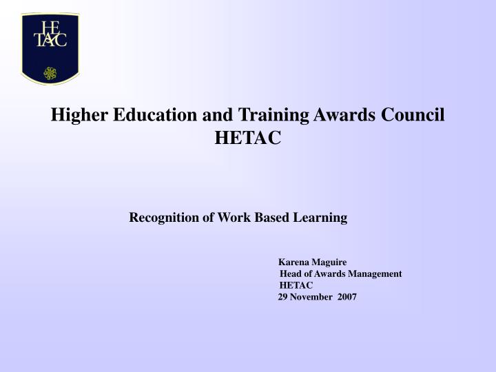 higher education and training awards council hetac