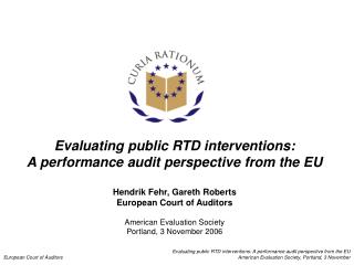 Evaluating public RTD interventions: A performance audit perspective from the EU
