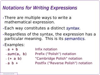 Notations for Writing Expressions