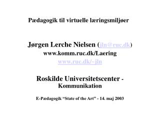 p dagogik til virtuelle l ringsmilj er