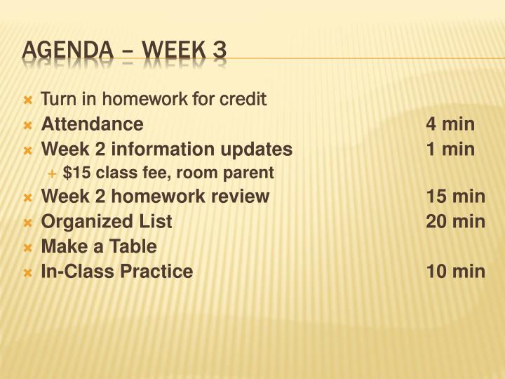 agenda week 3